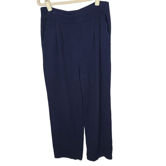 St. John By Marie Gray Womens 10 Navy Blue Pull On Knit Pleated Sweater Pants